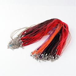 (52) Непрозрачная лаванда Изготовления ювелирных изделий ожерелье шнура, лента из органзы и вощеный хлопковый шнур и железная застежка, разноцветные, 430x6 мм