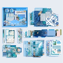 Light Sky Blue Scrapbook Paper Kit, for DIY Album Scrapbook, Background Paper, Diary Decoration, Light Sky Blue, 230x185mm, 155pcs/set