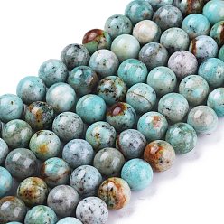 Chrysocolle Chapelets de perles chrysocolla naturelles , ronde, 10~10.5mm, Trou: 0.9mm, Environ 39 pcs/chapelet, 15.55 pouce (39.5 cm)