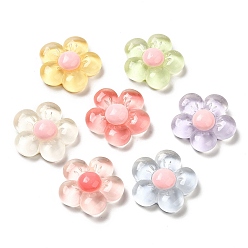 Mixed Color Translucent Resin Cabochons, Flower, Mixed Color, 27x28x7.5mm