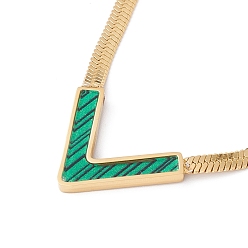 Vert Mer Moyen Collier pendentif lettre initiale v coquillage synthétique, plaqué or 304 bijoux en acier inoxydable pour femmes, vert de mer moyen, 15.91 pouce (40.4 cm)
