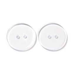 Clear Lucid Round 2-hole Shirt Button, Resin Button, Clear, about 12mm in diameter, hole: 1.5mm, about 1000pcs/bag