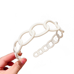 Snow Plastic Curb Chains Shape Hair Bands, Wide Hair Accessories for Women, Snow, 120mm