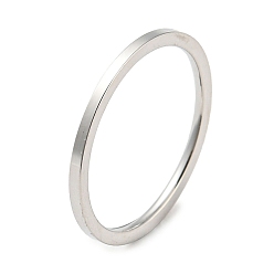 Color de Acero Inoxidable 304 anillo de dedo de banda lisa simple de acero inoxidable para mujeres y hombres, color acero inoxidable, tamaño de 4, diámetro interior: 14 mm, 1 mm