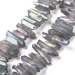 Light Grey Natural Quartz Crystal Points Beads Strands, Dyed, Nuggets, Light Grey, 15~30x4~8x4~7mm, Hole: 1mm, 8 inch