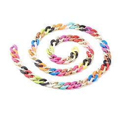 Colorful Handmade Opaque Spray Painted Acrylic & CCB Plastic Chain, for Purse Strap Handbag Link Chains Making, Colorful, 100.4cm