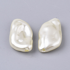 Beige Perles de nacre en plastique ABS, nuggets, beige, 20.5x11.5x5mm, trou: 1.2 mm, environ 840 pcs / 500 g