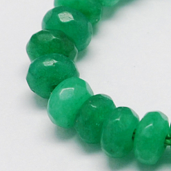 Sea Green Natural Jade Bead Strands, Dyed, Faceted, Rondelle, Sea Green, 6x4mm, Hole: 0.5mm, 15.5 inch