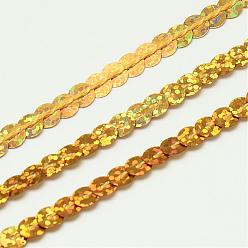 Kaki Clair Perles de paillette en plastique écologiques, perles de paillettes, Accessoires d'ornement, plat rond, kaki clair, 6 mm, environ 100 mètres / rouleau