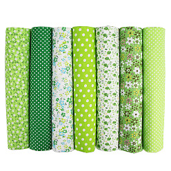 Vert Clair Tissu en coton imprimé, pour patchwork, couture de tissu au patchwork, matelassage, carrée, vert clair, 50x50 cm, 7 pièces / kit
