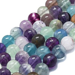 Fluorite Natural Fluorite Beads Strands, Round, 8~9mm, Hole: 0.8mm, about 48~52pcs/strand, 15.35''~16.54''(39~42cm)