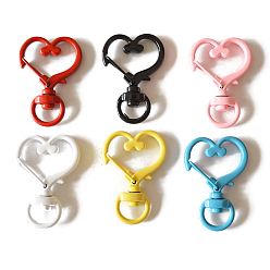 Mixed Color Spray Painted Alloy Swivel Snap Hooks Clasps, Heart, Mixed Color, 35mm