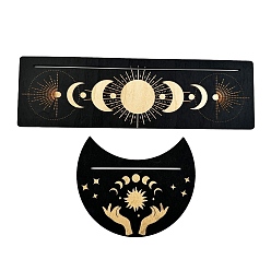Luna Soportes de exhibición de cartas de tarot de madera, porta tarot para adivinación, herramientas de decoración de tarot, luna, 250x75 mm & 125x104 mm