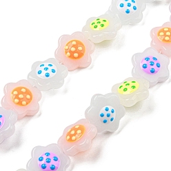 Coloré Chapelets de perles en verre, avec l'émail, fleur, colorées, 18x19.5~20x7.5~8mm, Trou: 1.4mm, Environ 20 pcs/chapelet, 13.11'' (33.3 cm)