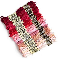 Mixed Color 17 Skeins 17 Colors 6-Ply Cotton Embroidery Floss, Cross Stitch Threads, Red Gradient Color Series, Mixed Color, 1mm, about 8.75 Yards(8m)/Skein, 1 skein/color