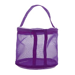 Violet Bleu Sacs de rangement en fil de nylon, avec trou en alliage, pour organisateur portable de boules de fil à tricoter, colonne, bleu violet, 12.5x13 cm