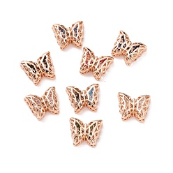 Mixed Color Eco-friendly Brass Cubic Zirconia Multi-Strand Links, Cadmium Free & Lead Free, Butterfly, Rose Gold, Mixed Color, 10x12x5mm, Hole: 1.2mm