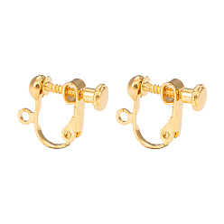 Oro Tornillo de latón en los resultados del clip de pendiente, clip de oreja en espiral, para joyas con orejas no perforadas, dorado, 18x14x3 mm, agujero: 1.6 mm
