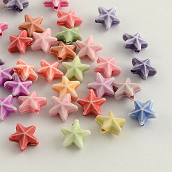 Mixed Color Craft Style Acrylic Beads, Starfish/Sea Stars, Mixed Color, 10x10x5mm, Hole: 2mm, about 2300pcs/500g