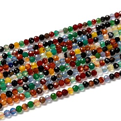 Mixed Color Natural Agate Beads Strands, Faceted Round, Dyed, Mixed Color, 3mm, Hole: 0.8mm, about 131pcs/strand, 15.5 inch