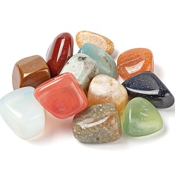 Mixed Stone 12Pcs 12 Style Natural & Synthetic Gemstone Beads, Tumbled Stone, Chakra Healing Stones for 7 Chakras Balancing, Crystal Therapy, Meditation, Reiki, No Hole/Undrilled, Nuggets, 20~35x13~23x8~22mm, 1pc/style