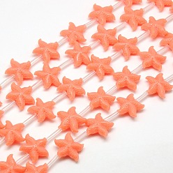 Light Salmon Synthetic Coral Beads Strands, Dyed, Starfish/Sea Stars, Light Salmon, 14x16x6mm, Hole: 1mm, about 20pcs/strand, 16.14 inch
