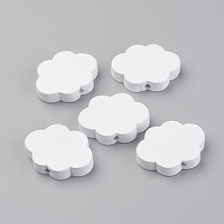 Creamy White Dyed Natural Wooden Beads, Cloud, Creamy White, 22x17x4mm, Hole: 1.5mm