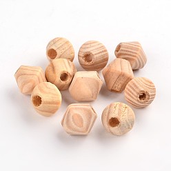 Moccasin Unfinished Wood Beads, Natural Wooden Beads, Bicone, Lead Free, Moccasin, 16x15mm, Hole: 5mm
