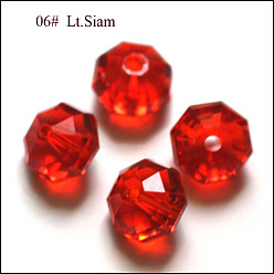 Красный Имитация Австрийские кристаллические шарики, класс AAA, граненые, восьмиугольник, красные, 6x4 мм, отверстие : 0.7~0.9 мм