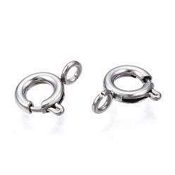 Stainless Steel Color 304 Stainless Steel Spring Ring Clasps, Ring, Stainless Steel Color, 9.5x7.5x1.5mm, Hole: 1.6mm