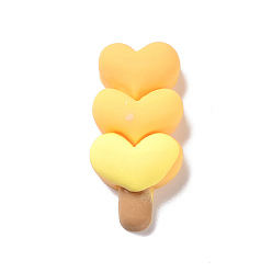 Amarillo Lindos cabujones decodificados de resina opaca, helado con corazon, alimento de imitación, amarillo, 32x15x8 mm
