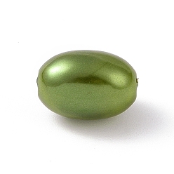 Светло-зеленый Коричневый Абс пластиковые жемчужные бисера, овальные, оливковый, 11x7.5 мм, отверстие : 1.6 мм, Около 1724 шт / 500 г