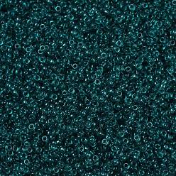 (RR2406) Transparent Dark Teal MIYUKI Round Rocailles Beads, Japanese Seed Beads, (RR2406) Transparent Dark Teal, 15/0, 1.5mm, Hole: 0.7mm, about 27777pcs/50g