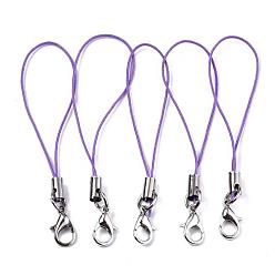Plum Polyester Cord Mobile Straps, with Platinum Plated Alloy Findings, Plum, 6.5~7cm