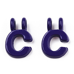 Letter C Rack Plating Spray Painted Alloy 2-Loop Link Pendants, Letter Charms, Lead Free & Nickel Free & Cadmium Free, Letter.C, 13.5x9x2mm, Hole: 2mm