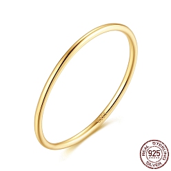 Chapado en Oro Real de 14K 925 anillos finos de plata de ley, anillo apilable liso para mujer, con sello s925, para el día de la madre, real 14 k chapado en oro, 1 mm, tamaño de EE. UU. 7 (17.3 mm)