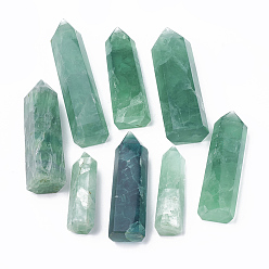 Fluorite Natural Fluorite Beads, Healing Stones, Reiki Energy Balancing Meditation Therapy Wand, No Hole/Undrilled, Hexagon Prism, 40~90x15~30x15~30mm, about 20pcs/1000g