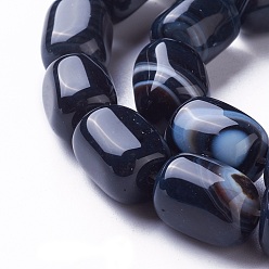 Black Natural Dyed Agate Beads Strands, Cuboid, Black, 14~18x10~11x10~11mm, Hole: 1.5mm, about 25pcs/strand, 15.1 inch(38.5cm)