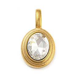 Crystal Golden Plated 304 Stainless Steel Rhinestone Pendants, Oval Charms, Crystal, 23.3x13x6mm, Hole: 6x3mm