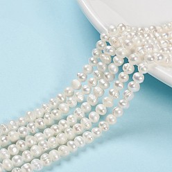 Blanco Grado de hebras de perlas de agua dulce cultivadas naturales, pulido, patata, color natural, blanco, 4~5 mm, agujero: 0.8 mm, sobre 95 unidades / cadena, 17.01 pulgada (43.2 cm)