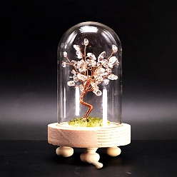 Cristal de cuarzo Decoración de cristal de cuarzo natural, con alambre de latón, para la decoración del escritorio del hogar, campana campana cloche arbol de la vida, 80x130 mm