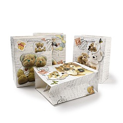 Медведь 4 цвета любви бумажные подарочные пакеты ко Дню святого Валентина, прямоугольные сумки для покупок, свадебные подарочные пакеты с ручками, разноцветные, медведь, развернуть: 23x18x10.3 см, складка: 23.3x18x0.4 см