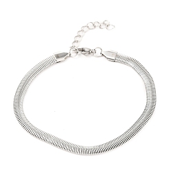 Stainless Steel Color Unisex 304 Stainless Steel Herringbone Chain Bracelets, with Lobster Claw Clasps, Stainless Steel Color, 7-7/8 inch(20cm)
