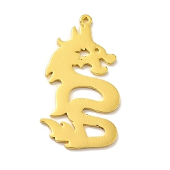 Золотой 201 подвески из нержавеющей стали, прелести дракона, золотые, 30x17x1 мм, отверстие : 1 мм