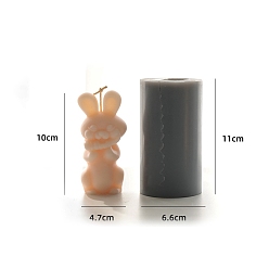 Серый Пасхальный кролик своими руками акриловые формы для свечей, для изготовления ароматических свечей, серые, 6.6x11 см
