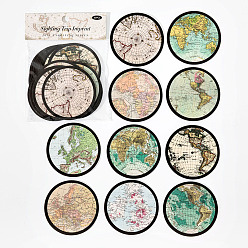 Map Self-Adhesive Label Pasters, for Card-Making, Scrapbooking, Diary, Planner, Envelope & Notebooks, Map Pattern, 60mm, 10style, 3pcs/style, 30pcs/set