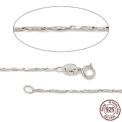 Platinum Rhodium Plated 925 Sterling Silver Chain Necklaces, with Spring Ring Clasps, with 925 Stamp, Platinum, 18 inch(45cm)