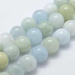 Aquamarine Natural Aquamarine Beads Strands, Round, 8mm, Hole: 1mm, about 52pcs/strand, 15.7 inch