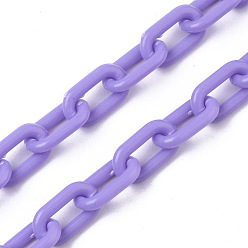Pourpre Moyen Chaînes de câble en acrylique opaque, ovale, support violet, 13x8x2mm, 19.68 pouce (50 cm)/brin