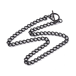 Electrophoresis Black 304 Stainless Steel Curb Chain Necklace with Toggle Clasps for Women, Electrophoresis Black, 20.67 inch(52.5cm)